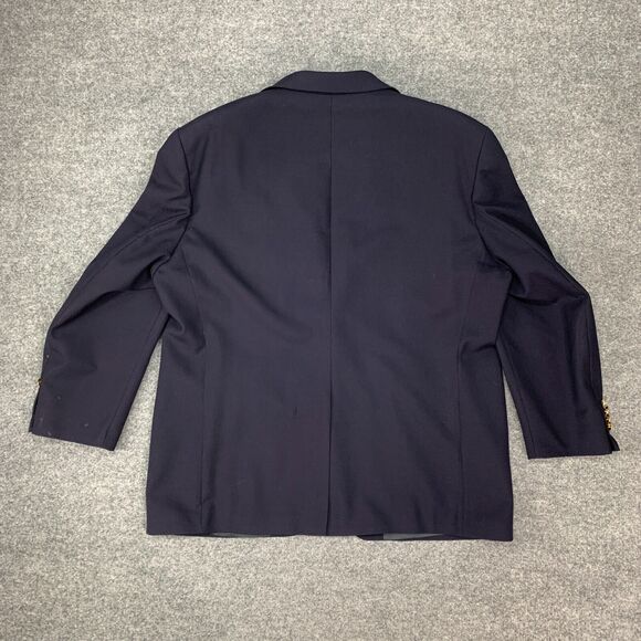 Vintage Chaps Ralph Lauren Blazer Mens 46 Navy Wool Gold Buttons Padded Shoulder - Picture 9 of 16